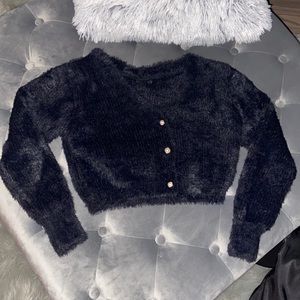 Fuzzy black cardigan